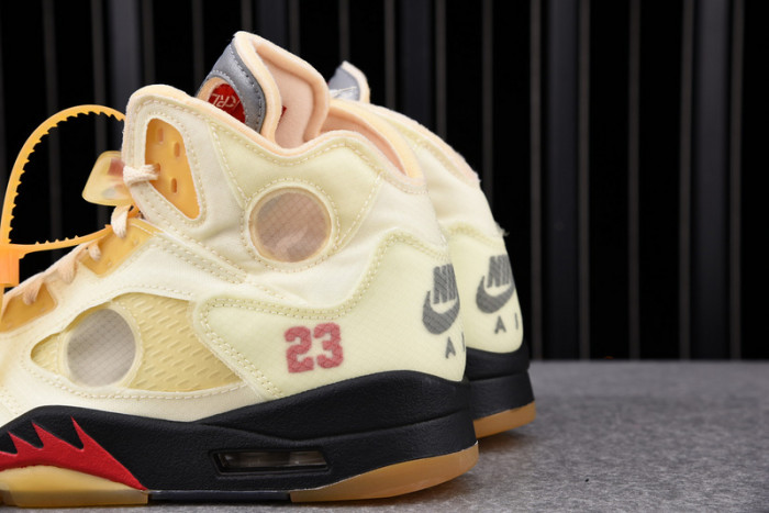 OF x Air Jordan 5 Sail Red DH8565-100