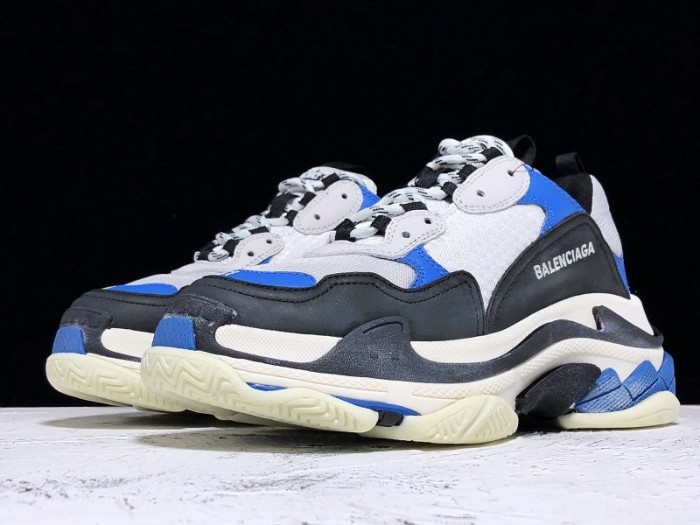BL TRIPLE S TRAINERS CLEAR SOLE B;ACK BLUE WHITE 541624 W09OH 1007