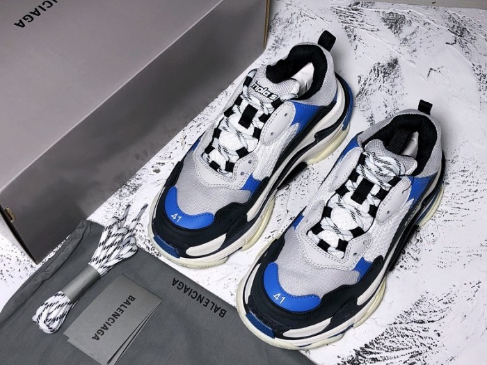 BL TRIPLE S TRAINERS CLEAR SOLE B;ACK BLUE WHITE 541624 W09OH 1007